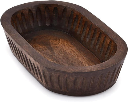 Mango Wood Decorative Bowls for Home Décor, Decorative Long Wooden Bowl for Table Centerpiece (10" X 6" X 2")1