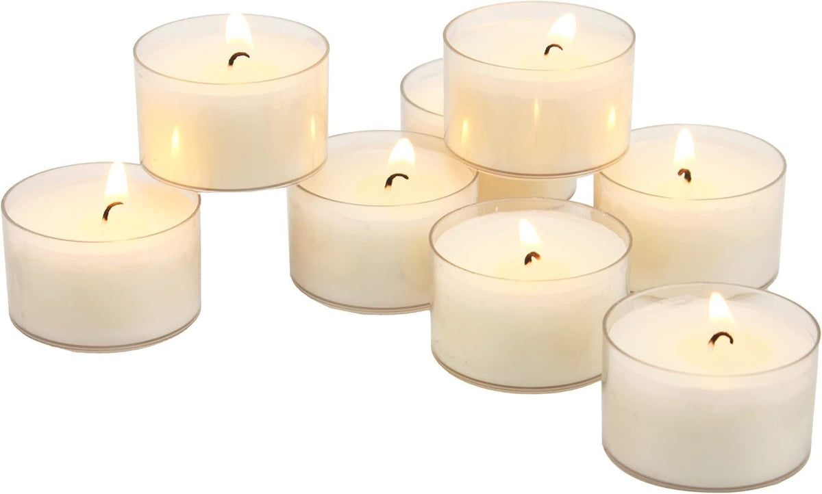 bulk-96-pack-unscented-smokeless-long-burning-clear-cup-tea-light-candles-with-8-hour-extended-burn-time-white