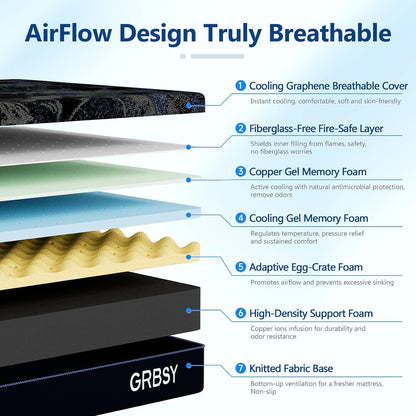 14 Inch Queen Size Mattress, Upgraded Luxury Cooling Gel Queen Memory Foam Mattress in a Box with 7-Zone Support for Cool Night & Pressure Relief, 365-Night Trial, Washable Icesilk Cover, Medium Firm8