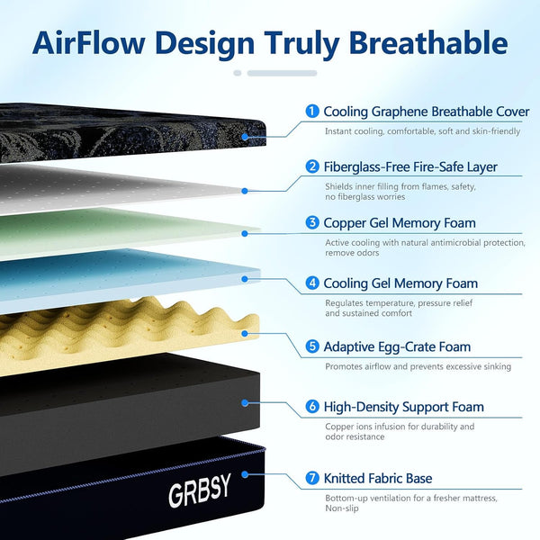 14 Inch Queen Size Mattress, Upgraded Luxury Cooling Gel Queen Memory Foam Mattress in a Box with 7-Zone Support for Cool Night & Pressure Relief, 365-Night Trial, Washable Icesilk Cover, Medium Firm8