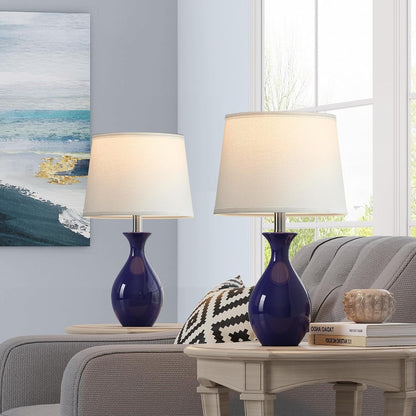 Table Lamp Set of 2, Modern Ceramic Bedside Lamps for Night Stands, Classic Small Lamp Nightstand Lamp for Bedroom Living Room Desk End Table Rocker Navy Blue4