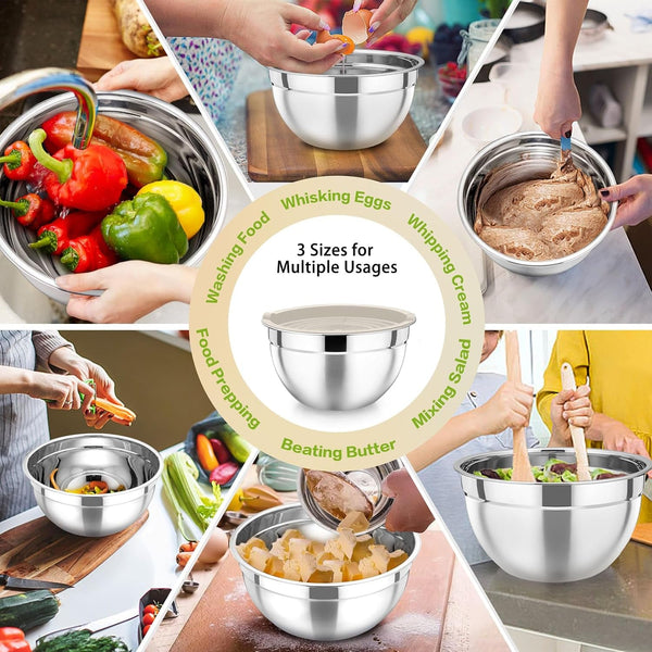 Stainless Steel Mixing Bowls with Airtight Lids, Khaki5