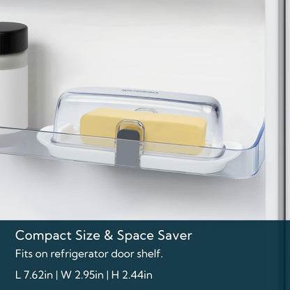 One-Handed Airtight Butter Dish with Lid for Countertop and Refrigerator Door Shelf, Butter Holder with One Press to Open/Close Secure Latching Buckle for West/East Coast Butter (White)5
