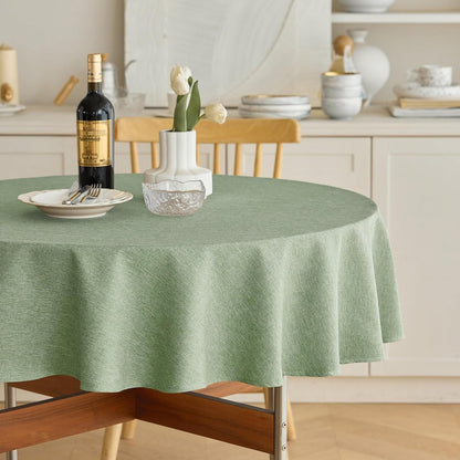 Faux Linen round Tablecloths 60 Inch, Waterproof Decorative Washable Texture Rustic Circle Table Cloth Cover for Dining Kitchen Party Farmhouse Outdoor(Round (2-4 Seats),Sage Green)1