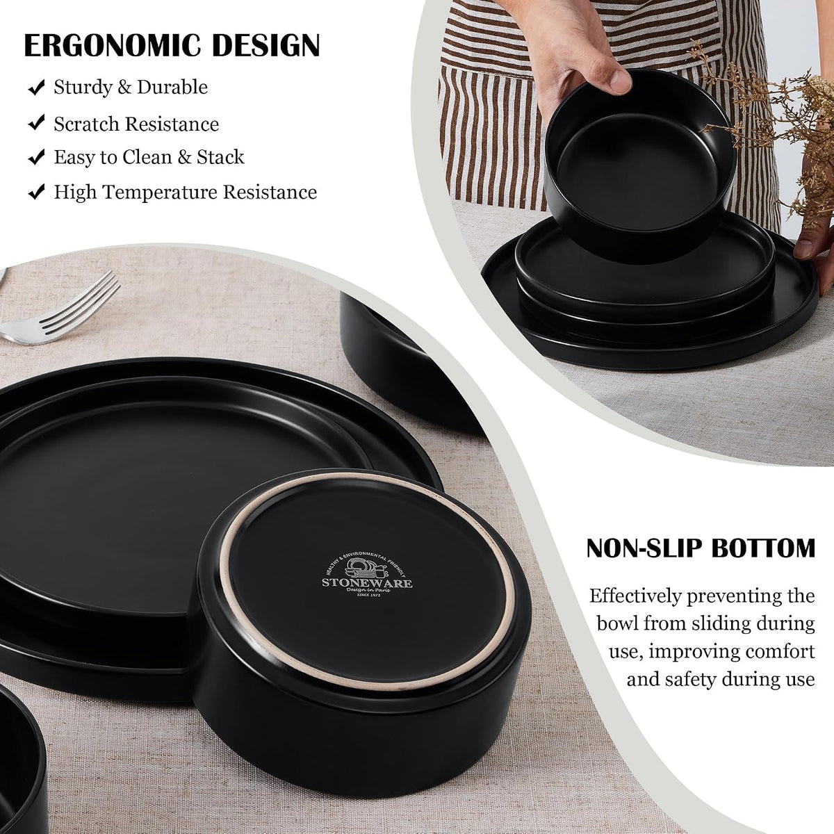 black-dinnerware-sets-for-6-18-piece-stoneware-plates-and-bowls-dish-set-modern-kitchen-dinning-dishware-chip-and-scratch-resistant-microwave-dishwasher-safe-matte-black