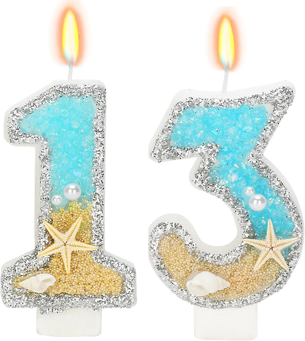 Beach Starfish Number 13 Candle for Cake 13Th Birthday Decorations1