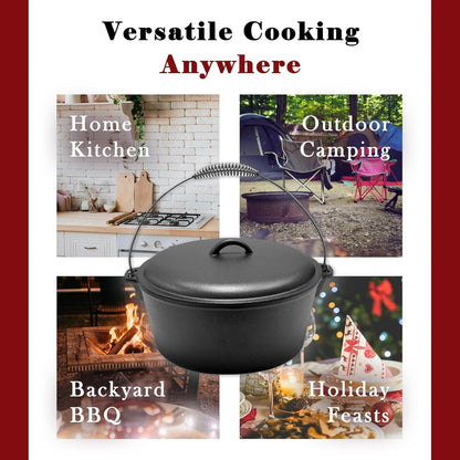 9 Quart Cast Iron Dutch Oven with Dome Lid, Bail Handle | Pre-Seasoned Large Capacity4