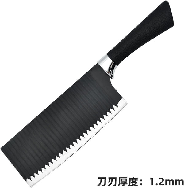 Black Chopping Knife Non-Stick Wave Pattern Kitchen Knives Multi-Purpose Kitchen Knife Meat Cleaver Chef'S Knife(1)2