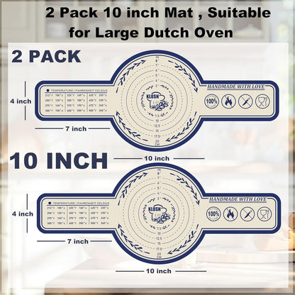 Large Silicone Bread Sling for Dutch Oven, 2 Pack (10" Round) – Non-Stick & 500°F Heat Resistant Sourdough Mat, Easy to Clean, Reusable Food-Grade Sourdough Sling – Fits 7 Qt and up Dutch Ovens3