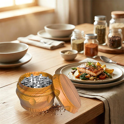 Manual Kitchen Spice Grinder, Aluminum Seasoning Grinder for Pepper, Chili, Rosemary & Dried Culinary Spices, Durable Metal Construction, Compact Kitchen Tool (Natural Wood Color)5