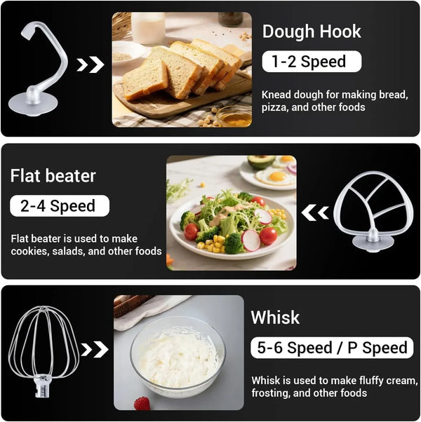 Stainless Steel 6-Speed 7.4QT Stand Mixer | 700W Motor, 7.4QT Bowl, Tilt-Head Design. Dough Hook, Beater & Whisk. for Bread, Cakes & Dough3