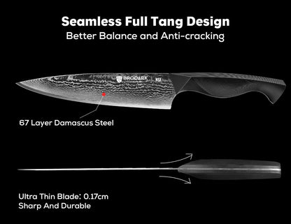 Knife Set, 9PCS Damascus Knife Set with Block, Japanese Knives | Sharp Damascus Kitchen Knives Set, Ergonomic Full-Tang ABS Handle, for Home and Professional Chefs, Knife Set for Gifting4