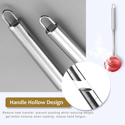 Stainless Steel Kitchen Utensils Set, 6 PCS Metal Cooking Utensils Set, Heat Resistant Cooking Spatula Spoon Set with Turners, Serving Spoon, Ladle, Skimmer, Pasta Server9
