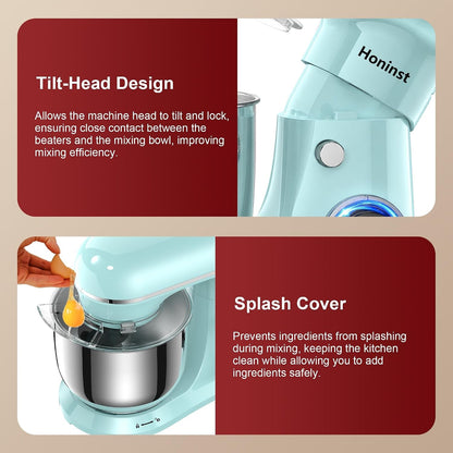 4QT Electric Stand Mixer, 10-Speed Tilt-Head Compact Kitchen Mixer | Multiple Stylish Colors | Food Mixer with Dough Hook & Beater & Whisk | for Cake & Bread | Dishwasher-Safe | Blue6