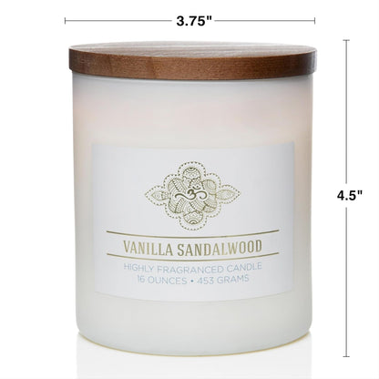 Vanilla Sandalwood Scented Candle, 16 Oz Wellness Relaxing Aromatherapy Candle, 2 Wick White Jar Soy Blend Wax, Candles for Home, 60H Burn - Made in the USA5