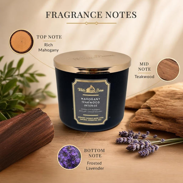 Bath and Body Works, White Barn 3-Wick Candle White Bard Oils - 14.5 Oz - 2021 Core Scents! (Mahogany Teakwood Intense)2