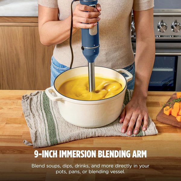 Ninja Immersion Blender & Whisk, 4 Speeds, 4Oz Cup, Deep Navy, CI201ND | Splattershield & Panprotect for Mess-Free Blending. 4 Speeds, 4-Cup Blending Vessel, Dishwasher Safe, 5-Ft Cord.4