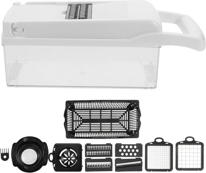Multifunctional Food Slicer and Dicer Chopper Set, 15Pcs White Kitchen Vegetable Grater with Fine Mesh for Onion, Potato, Carrot Cutting and Shredding, Reusable Ergonomic Kitchen1