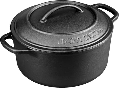 Pre-Seasoned Cast Iron Dutch Oven Pot with Lid Dual Handle, Sourdough Bread Baking Pots, Bread Oven, Camping, Grill, Induction, Electric, round 5 Quart, Black2
