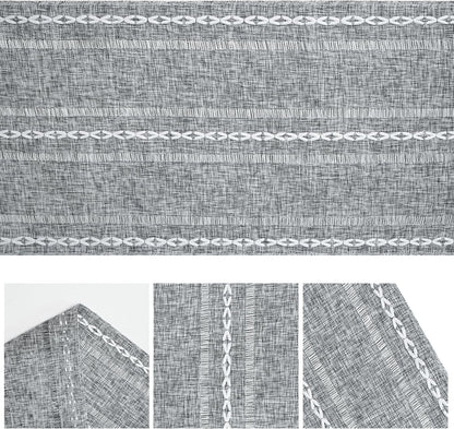 Dark Grey Rustic Cotton Linen Table Runner, Seasonal Embroidered Hollow Kitchen Dining Table Decoration for Home Party Decor 13X72 Inch5