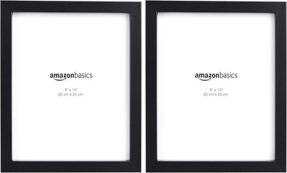 Rectangular Photo Picture Frame, 8" X 10", Wall Hanging or Tabletop Display, Black, 2-Pack, Horizontal or Vertical2