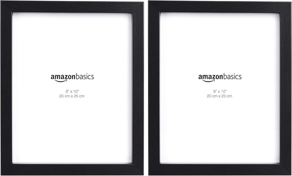 Rectangular Photo Picture Frame, 8" X 10", Wall Hanging or Tabletop Display, Black, 2-Pack, Horizontal or Vertical2