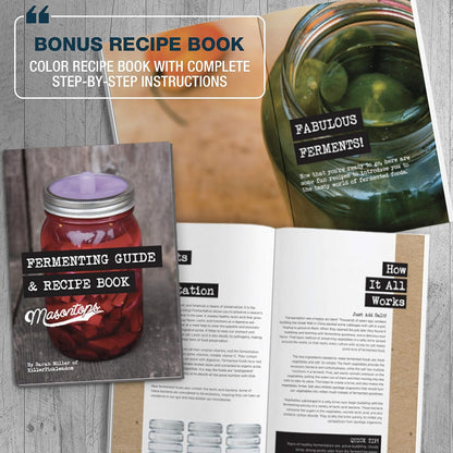 Complete Mason Jar Fermentation Kit - Pickle Kit, Sauerkraut Making Kit Kimchi Container - Fermentation Airlock Lids Wide Mouth Mason Jars5