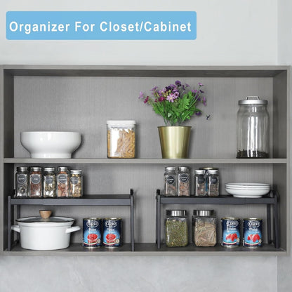 Expandable Cabinet Shelf Organizer, Adjustable Kitchen Countertop Storage7
