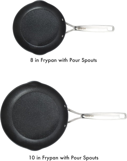 2 Piece 8 and 10 Inch Fry Pan Hard Anodized Laser Titanium Forever Non Stick Technology Durable Frying Pans Set - Black3