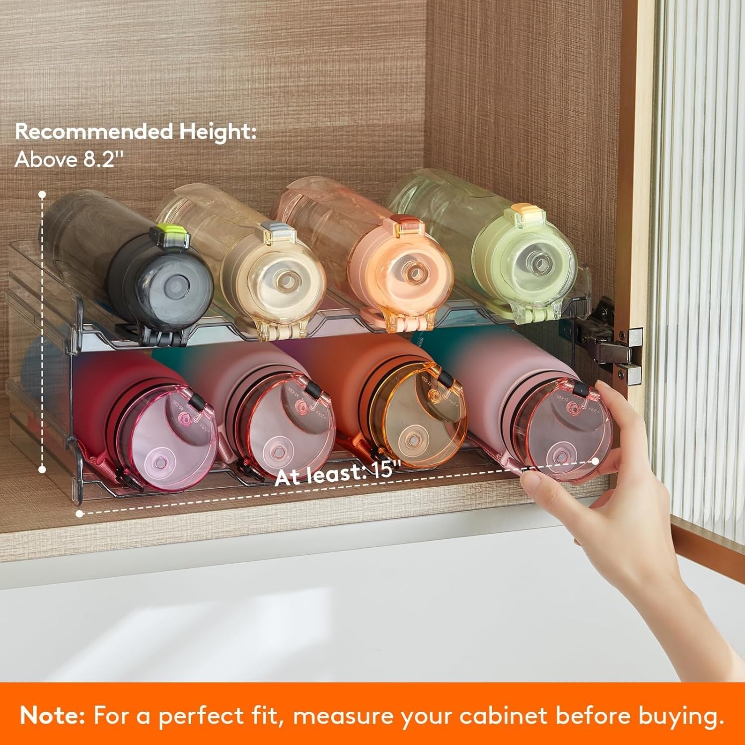 stackable-water-bottle-organizer-for-cabinet-clear-tumbler-holder