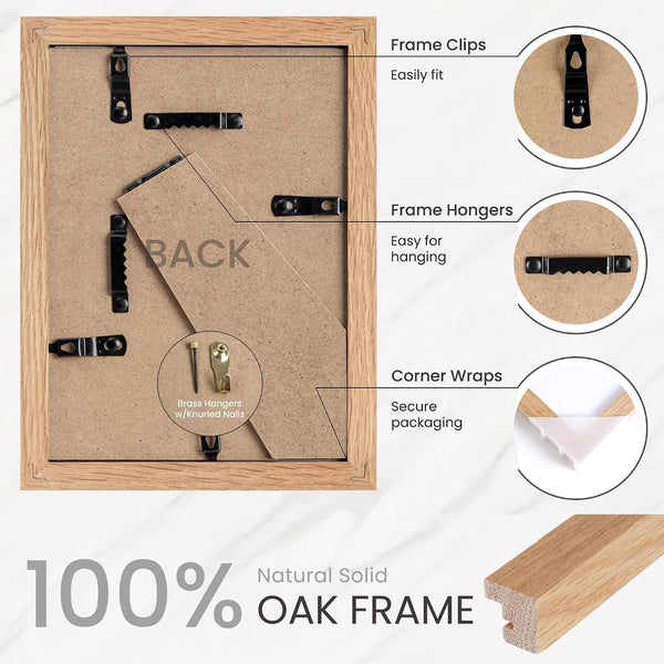 5X7 Picture Frame, Natural Oak Wood Frame Matted to 4X6 Photos6