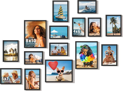 15 Pack Mixed Size Gallery Collage Frame Black1