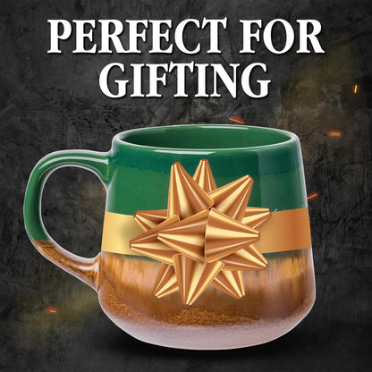 Lord of the Rings Elven, Reactive Glaze Pottery Mug, 14Oz | High Gloss Finish, Tapered Shape, Elvish, Coffee Cup, Green, 0.4 Liters6