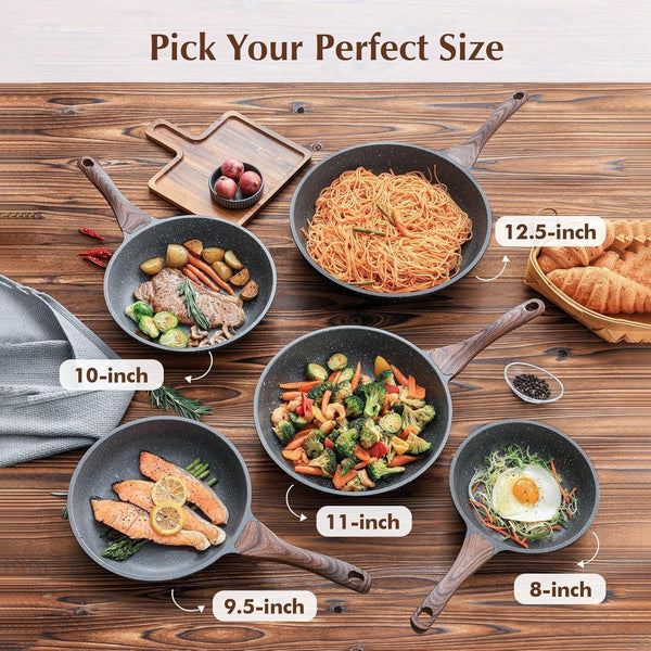 Nonstick Frying Pan Skillet, Swiss Granite Coating Omelette Pan, Healthy Stone Cookware Chef'S Pan, PFOA Free (8/9.5/10/11/12.5 Inch) (11 Inch)7