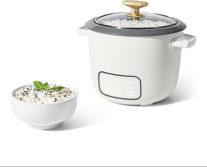 Wonderful Electric Rice Cooker 6-Cup COOKED, 3-Cup UNCOOKED, Ceramic Nonstick, Touch Display, Keep Warm 2 Hrs, 4 Presets, Glass Lid (White Icing)6