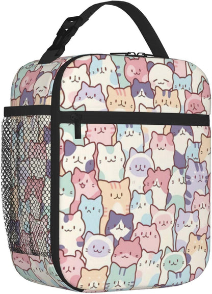 Cute Colorful Cats Insulated Lunch Bag,Kids Lunch Box for Girls Boys Teens2