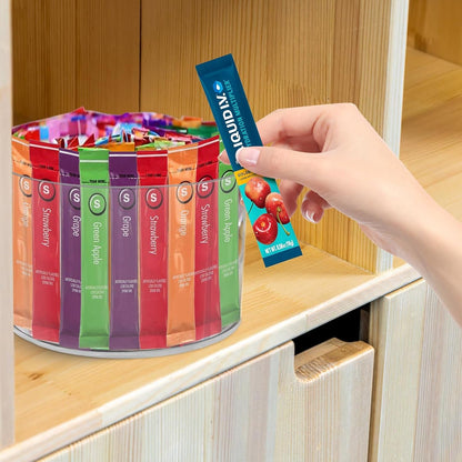 Drink Packet Organizer for Powdered Drink Mix,Powder Packet,Water Packet,Water Flavor Packet,Lazy Susan 360° Turntable Organizer for Drink Mix Necessities7