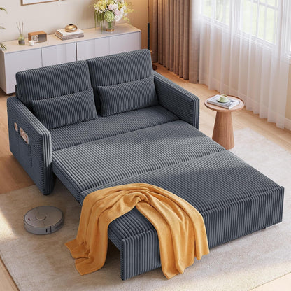 77.2'' Extended Pull Out Sofa Bed, 3-In-1 Sleeper Couch, Dark Gray2