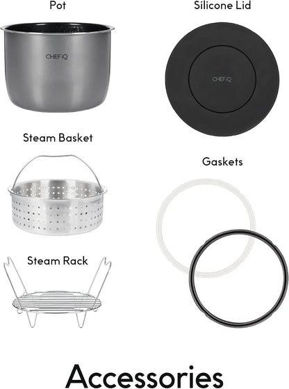 CHEF Iq Smart Pressure Cooker with Wifi and Built-In Scale - Easy-To-Use 10-In-1 Multicooker with 500+ Guided Recipes - Rice Cooker, Slow Cooker, Instant Meals for Foodies - 6 Quart - Family Size6