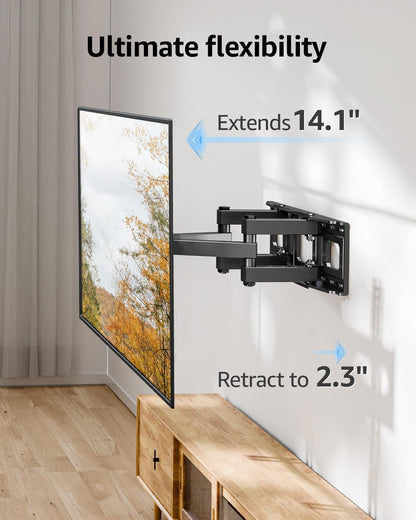Econome TV Wall Mount for Most 32-65 Inch Flat Screen/Led/4K Tvs, TV Mount with Swivel and Tilt Articulating Dual Arms, Full Motion Wall Mount up to 16” Stud, Max VESA 400X400Mm, up to 99Lbs6