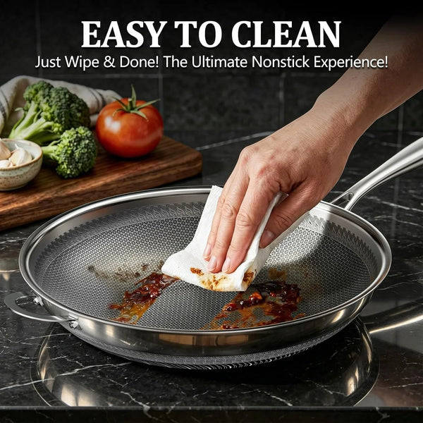 Wok Pan, 13 Inch Hybrid Woks & Stir-Fry Pans Nonstick, Non Toxic 5-Ply Stainless Steel Wok Pan with Lid, Laser Etched Surface, Works on All Stoves, Dishwasher & Induction Safe, PFOA Free4