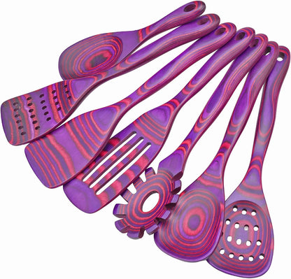 7 PCS Byzantium Pakkawood Utensil Set, Non-Stick Wooden Spoons for Cooking1