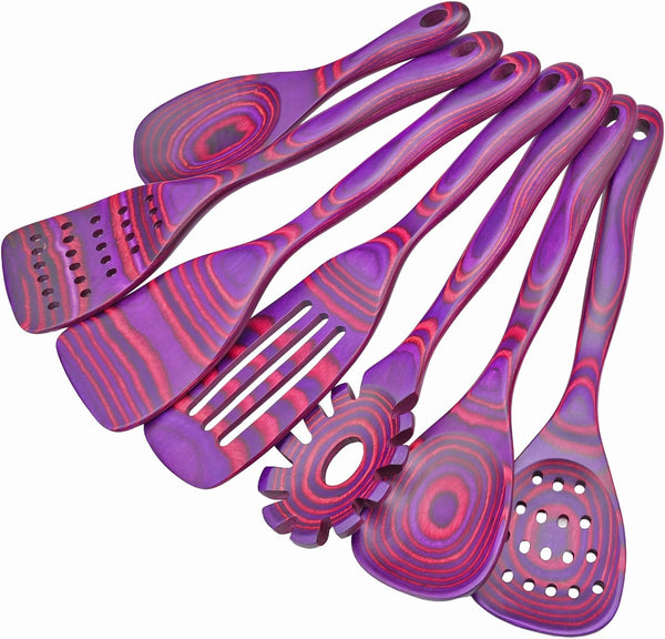 7 PCS Byzantium Pakkawood Utensil Set, Non-Stick Wooden Spoons for Cooking1