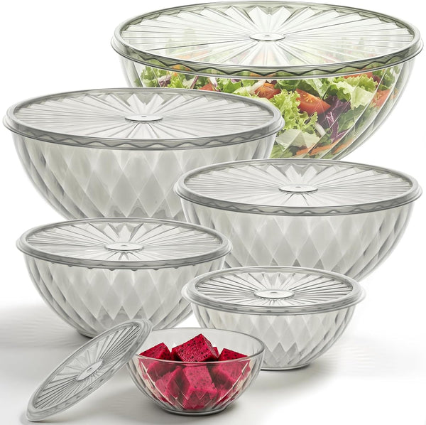 Plastic Mixing Bowls with Lids, 6 Piece Nesting Bowls Set for Kitchen1