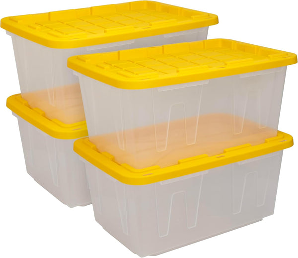 27-Gallon Heavy Duty Clear Stackable Storage Bins with Lids, 4 Pack1