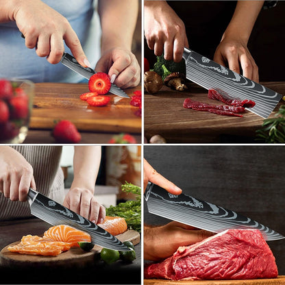 Chef Knife Set, Kitchen Chef'S Knives Set with Ergonomic Pakkawood Handle, German High Carbon Stainless Steel Sharp Japanese Cooking Knives Set, 5 PCS Professional Knife Set with Gift Box6
