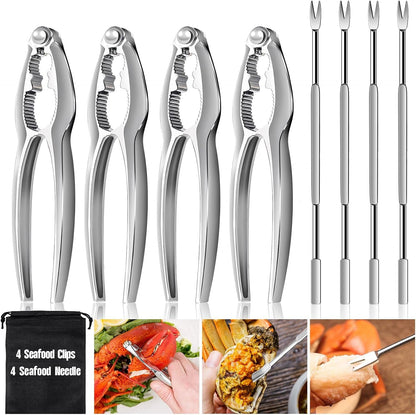 8 Pcs Crab Lobster Crackers and Picks Set, Crab Leg Cracker Tools, Seafood Crackers & Nut Cracker Set, Crab Eating Tool for Boil Supplies1