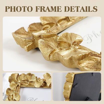 4X4 Picture Frame Small Gold Square Frame, Vintage Ginkgo Leaf8