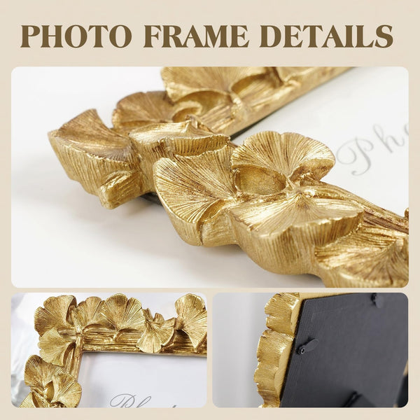 4X4 Picture Frame Small Gold Square Frame, Vintage Ginkgo Leaf8