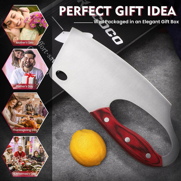 Effort Saving Meat Cleaver - Red Wood Easy Handle Chef Knife9